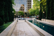 Pool And Walkway At Maguire Gardens, In Downtown Los Angeles, Ca