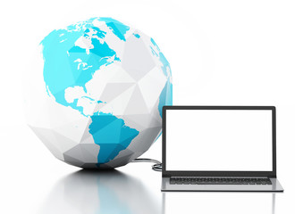 Poster - 3d Laptop and earth globe. Global communication