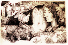Fairy-tale Illustration, Crystal Creature Riding A Tortoise