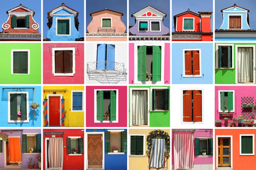 Wall Mural - abstract colorful house made of many images