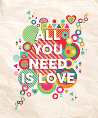 Wall Mural - All you need is love quote poster background