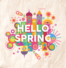 Wall Mural - Hello spring quote poster design