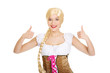 © Piotr Marcinski - Woman in Bavarian dress with thumbs up.