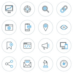 Wall Mural - Set of Thin Line SEO and Development Icons