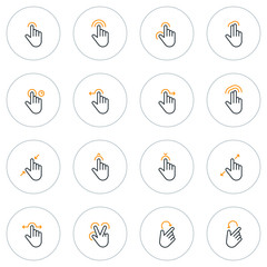 Wall Mural - set of thin line touch gestures icons