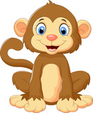 Fototapeta  - Cartoon cute monkey sitting