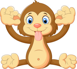 Cartoon monkey making a face and showing his tongue