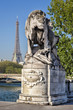 Alexandre III bridge in Paris against Eiffel Tower, France