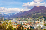 Fototapeta Miasto - View of Lugano, a town in Swiss Alps