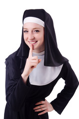 Nun isolated on the white background