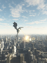 Dragon Attacking A Future City