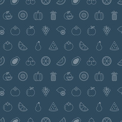 Sticker - fruit line icon pattern set