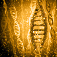 Digital illustration DNA structure in colour background