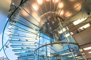 Modern Glass Staircase Silhouette of walking People in shanghai