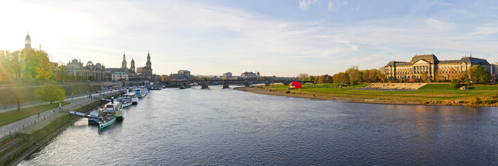 Canvas Print - Panorama from Dresden during the sunset, Germany