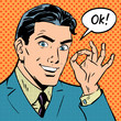 © studiostoks - businessman says okay success pop art comics retro style Halfton