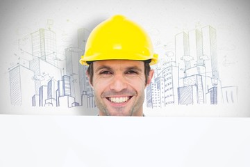 Poster - Composite image of happy architect with bill board