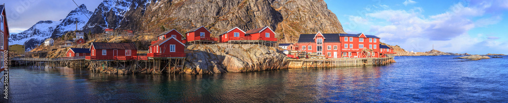 fishing villages in norway - obrazy, fototapety, plakaty 
