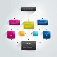 Infographics flowchart. Colored shadows scheme.