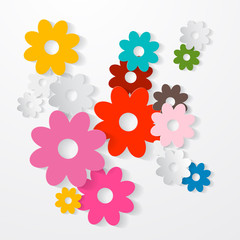 Wall Mural - Paper Cut Vector Colorful Flowers Set