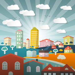 Wall Mural - Vector Landscape Town or City