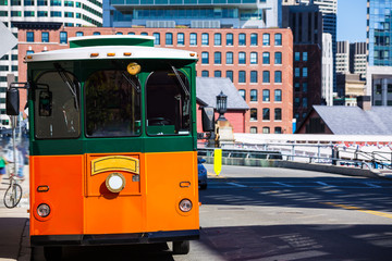 Sticker - Boston trolley at Congress Street bridge