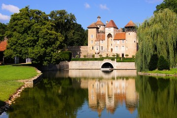 Wall Mural - Medieval Chateau de Sercy with reflections, Burgundy, France