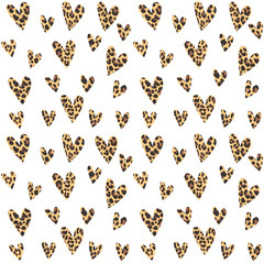 Seamless pattern with leopard hearts, trendy design, vector