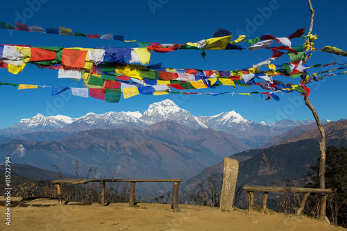 Fotografie, Obraz Tibetan Flags at Annapurna Base Camp 4200m (Himalaya, Nepal)