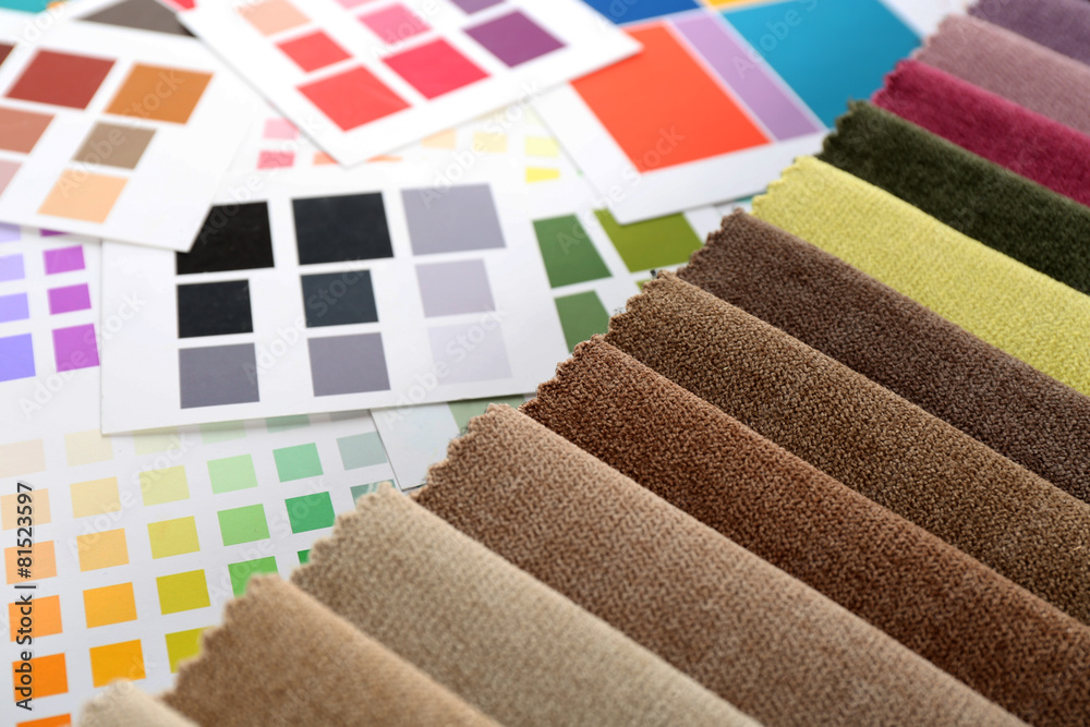 Scraps of colored tissue with palette close up