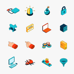 Poster - isometric 3d internet security web icons