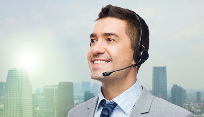 Canvas Print - smiling businessman in headset