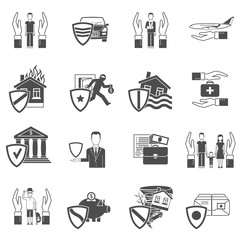 Canvas Print - Insurance flat icon set