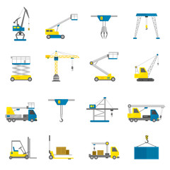 Canvas Print - Lifting Equipment Flat Icon Set