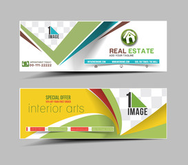 Wall Mural - real estate business ad, web banner & header layout template