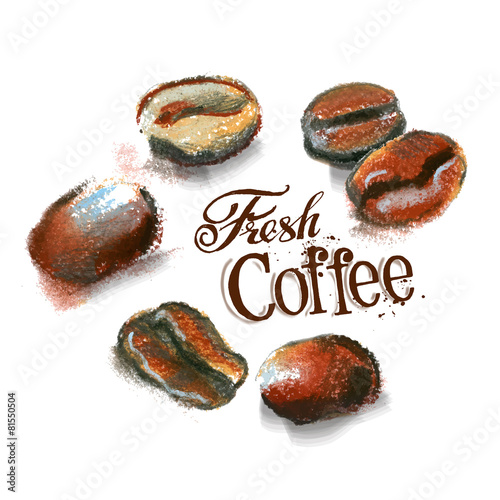 Fototapeta do kuchni coffee vector logo design template. cafeteria or grain, beans