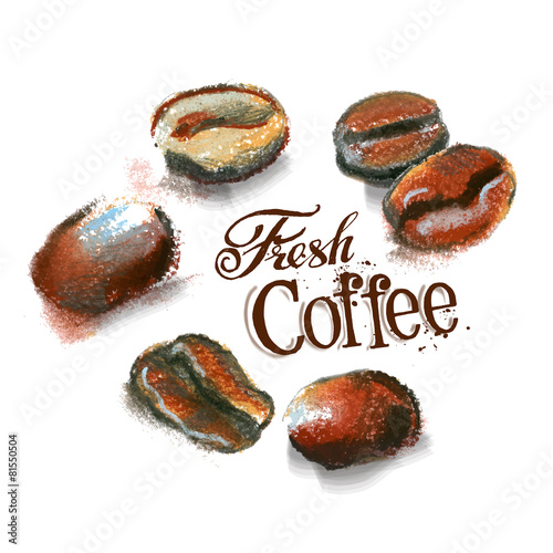 Naklejka ścienna coffee vector logo design template. cafeteria or grain, beans