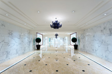 Wall Mural - luxury hotel corridor interior with elegant decorations.