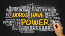 Words Have Power With Related Word Cloud Hand Drawing On Blackbo