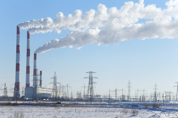 Wall Mural - Hydroelectric power plant in winter