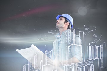 Poster - Composite image of architect with blueprint