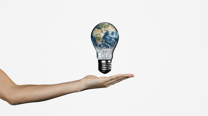 Aufkleber - Hand presenting light bulb with earth