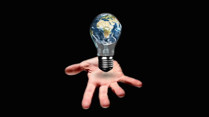 Aufkleber - Hand presenting light bulb with earth