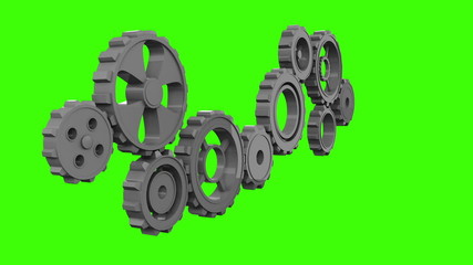 Poster - Cogs and wheels turning on green screen