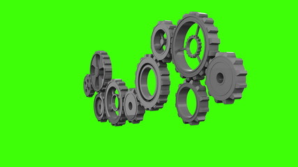 Poster - Cogs and wheels turning on green screen
