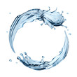 Leinwanddruck Bild - 3d water splashing round frame, aqua, isolated liquid splash