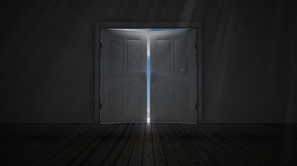 Poster - Door opening to blue sky