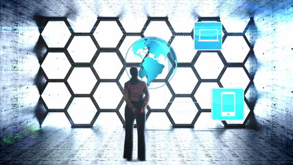 Aufkleber - Businesswoman looking at digital brainstorm