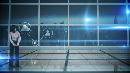Poster - Businesswoman looking at app interface