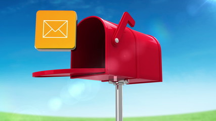 Poster - Mail icon in the mailbox on blue sky background